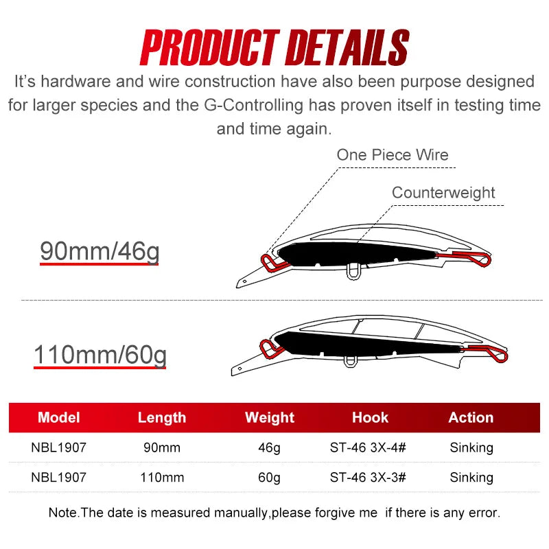 Heavy Sinking Minnow Fishing Lure
