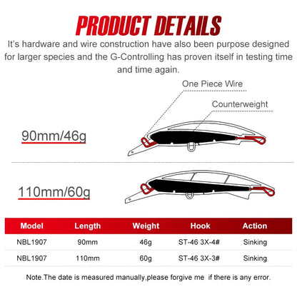 Heavy Sinking Minnow Fishing Lure