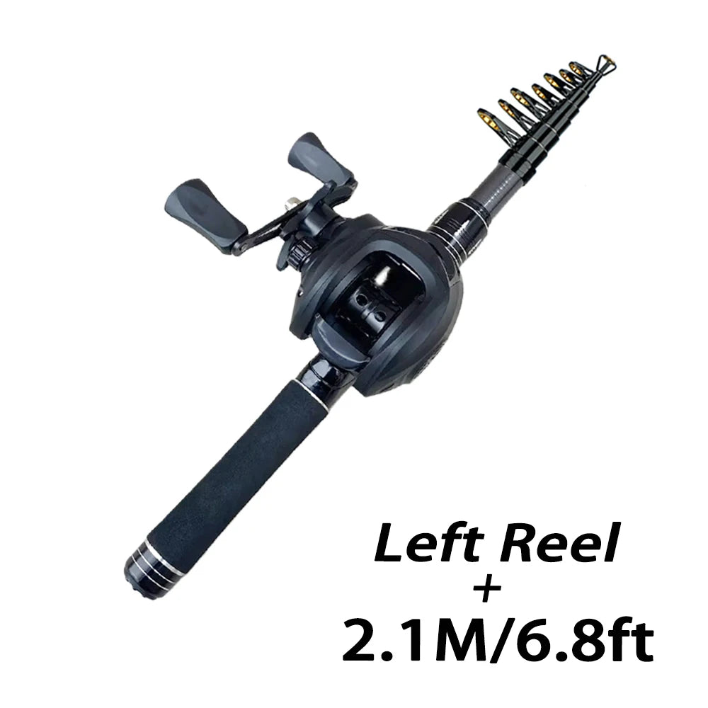 Telescopic Fishing Rod & Baitcasting Reel Kit