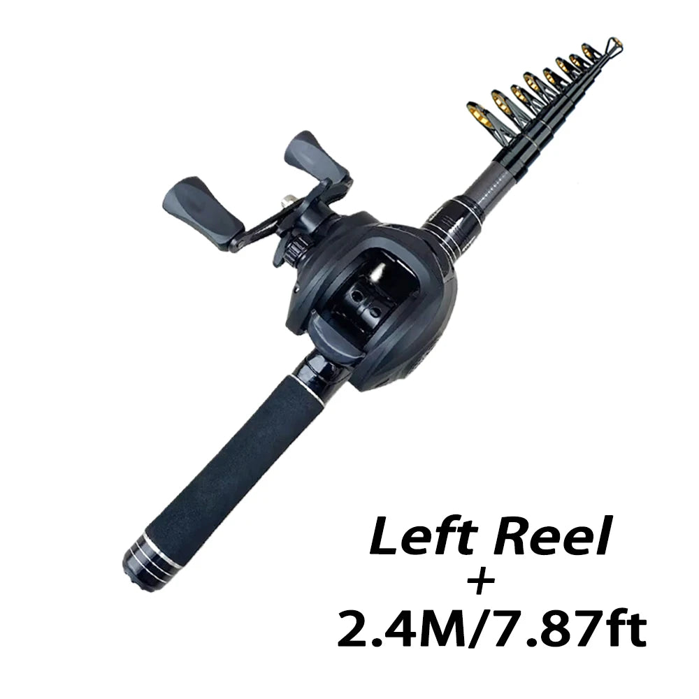 Telescopic Fishing Rod & Baitcasting Reel Kit