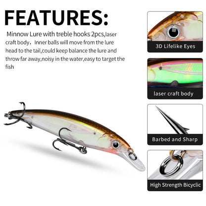 Floating Minnow Jerkbait Fishing Lure – 9cm / 11cm