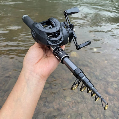 Telescopic Fishing Rod & Baitcasting Reel Kit
