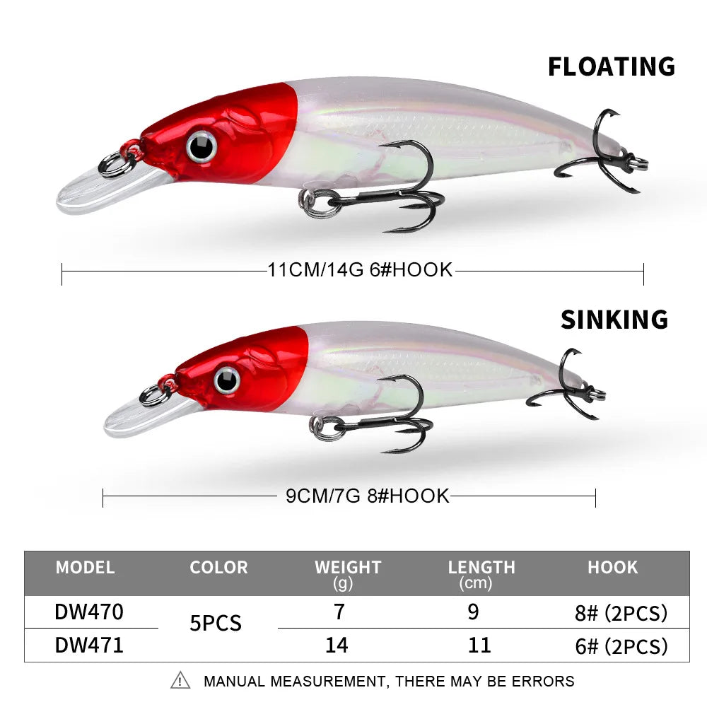 Floating Minnow Jerkbait Fishing Lure – 9cm / 11cm