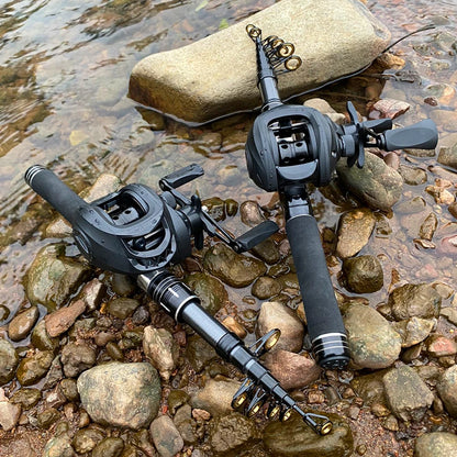 Telescopic Fishing Rod & Baitcasting Reel Kit