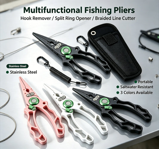 Stainless Steel Fishing Pliers – Hook Remover, Split Ring & Line Cutter