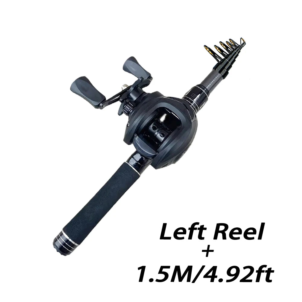 Telescopic Fishing Rod & Baitcasting Reel Kit