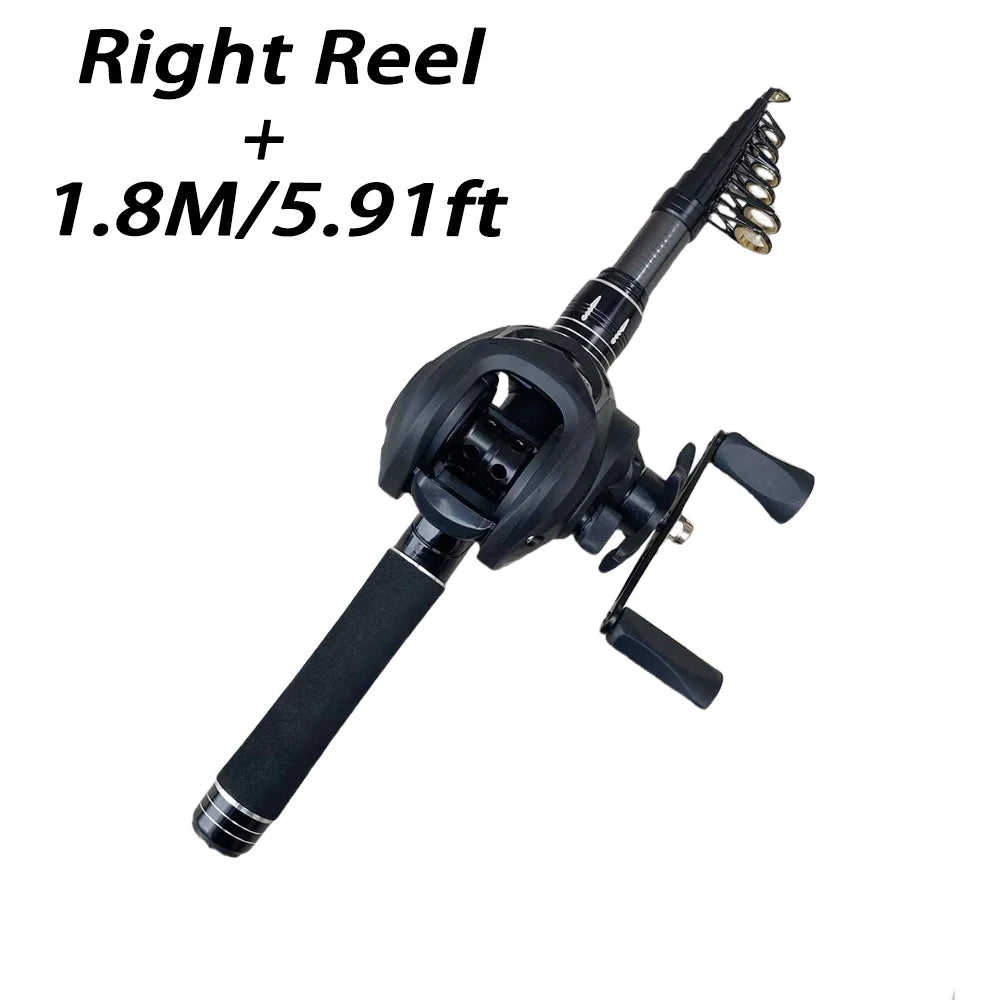Telescopic Fishing Rod & Baitcasting Reel Kit