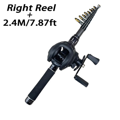 Telescopic Fishing Rod & Baitcasting Reel Kit