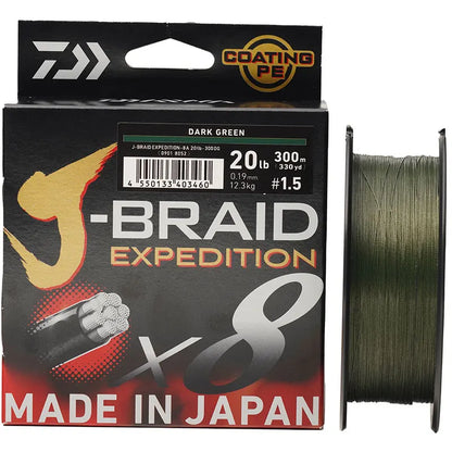 Daiwa J-Braid Expedition X8 PE Braided Fishing Line – 150M / 300M