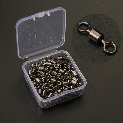 100Pcs Stainless Steel Ball Bearing Fishing Swivels – 360° Rolling Connectors