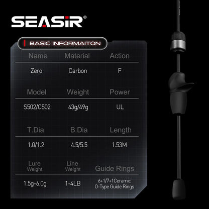 SeaSir Zero 43g BFS Ultralight Carbon Fishing Rod – 1.53M