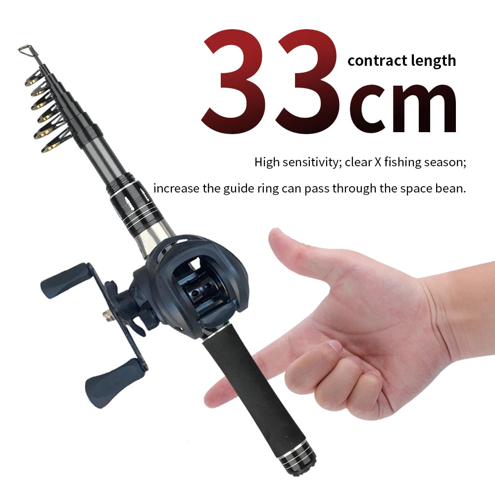Telescopic Fishing Rod & Baitcasting Reel Kit