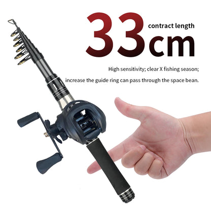 Telescopic Fishing Rod & Baitcasting Reel Kit