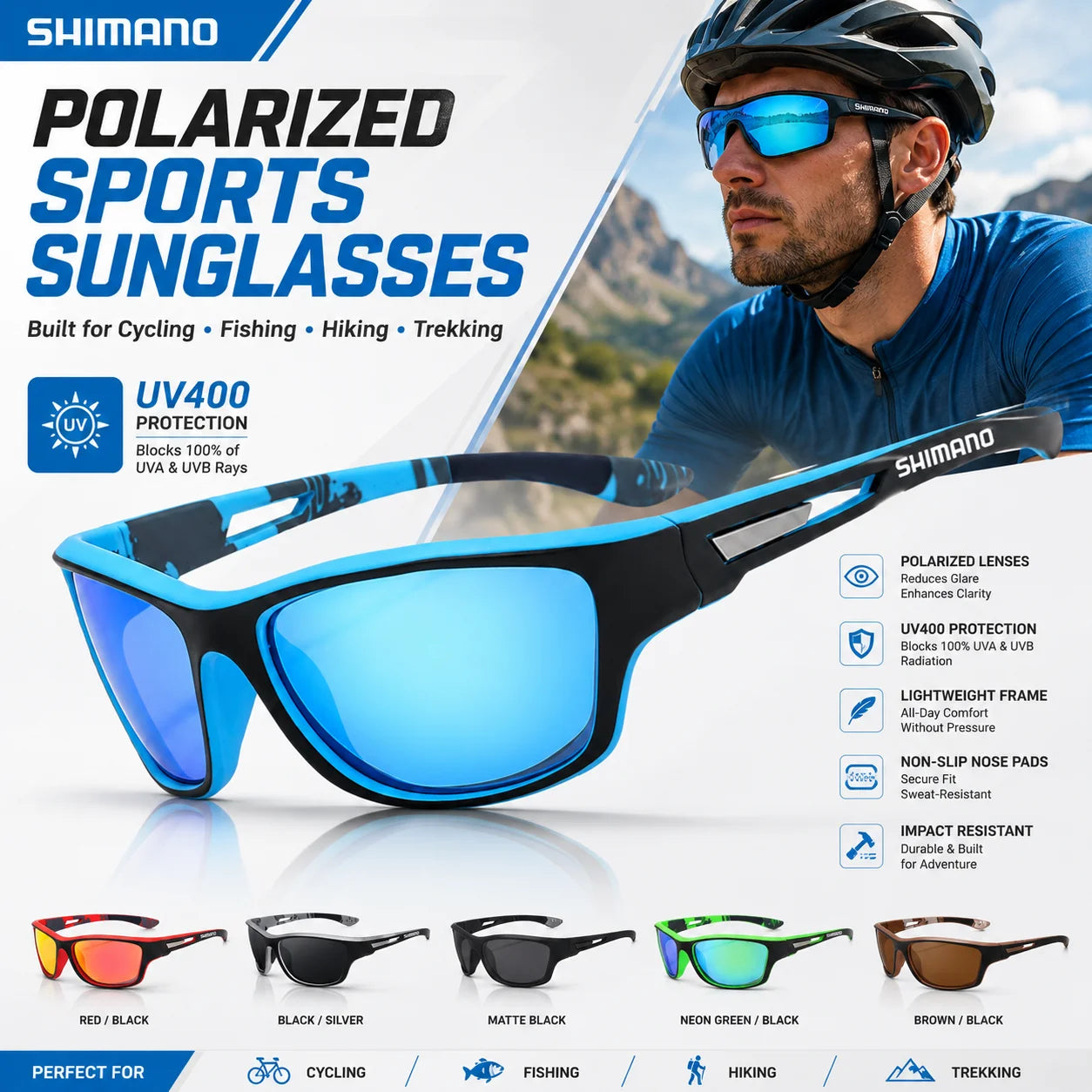 SHIMANO Polarized Fishing Sunglasses – UV400 Outdoor Fishing Eyewear