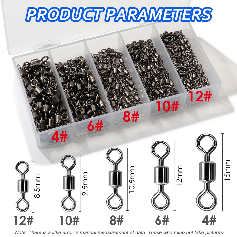 100Pcs Stainless Steel Ball Bearing Fishing Swivels – 360° Rolling Connectors