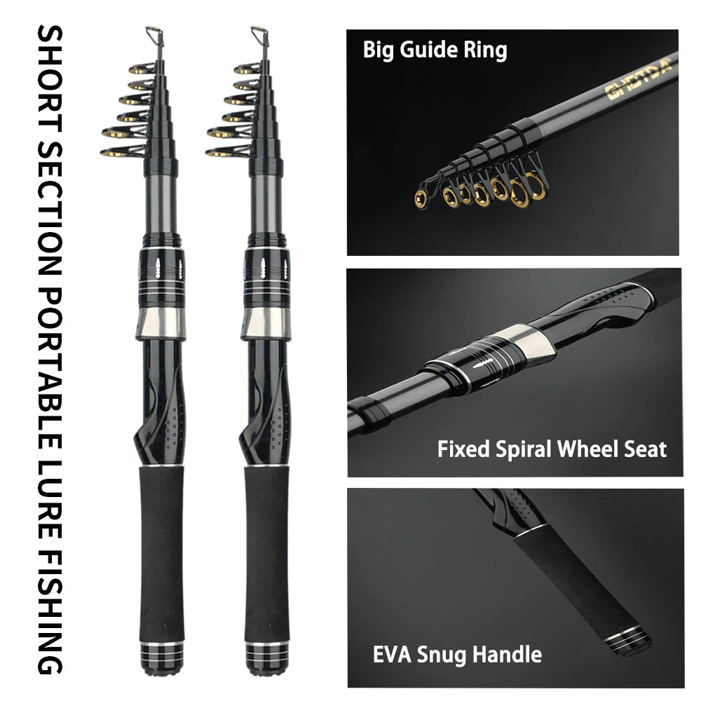 Telescopic Fishing Rod & Baitcasting Reel Kit