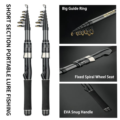 Telescopic Fishing Rod & Baitcasting Reel Kit