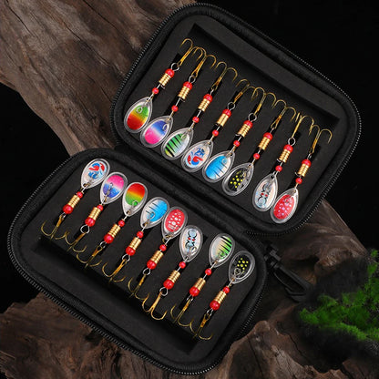 16-Piece Fishing Spinner Lure Kit with Tackle Box – Trout, Bass & Pike
