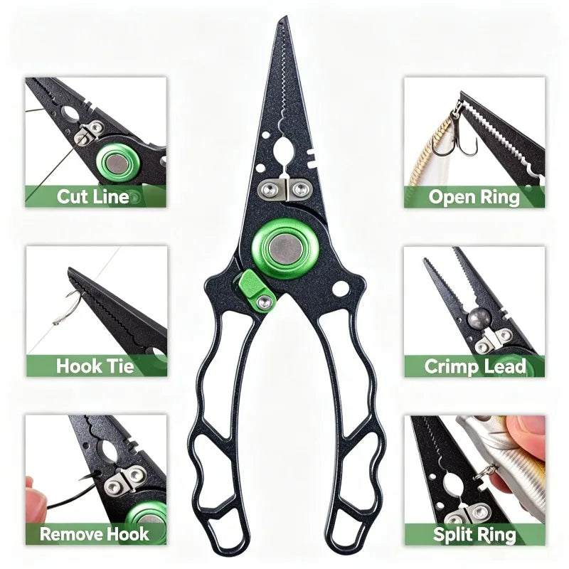 Stainless Steel Fishing Pliers – Hook Remover, Split Ring & Line Cutter