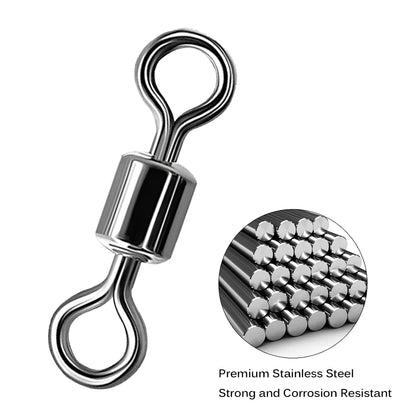 100Pcs Stainless Steel Ball Bearing Fishing Swivels – 360° Rolling Connectors