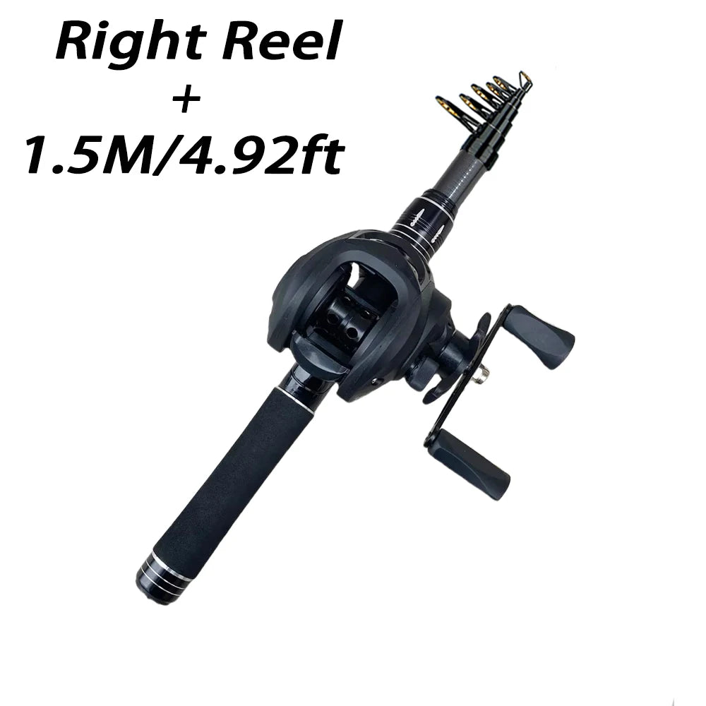 Telescopic Fishing Rod & Baitcasting Reel Kit